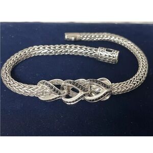 RARE John Hardy Sterling Silver .925 Black Sapphire Asli Bracelet 7.5 Inch